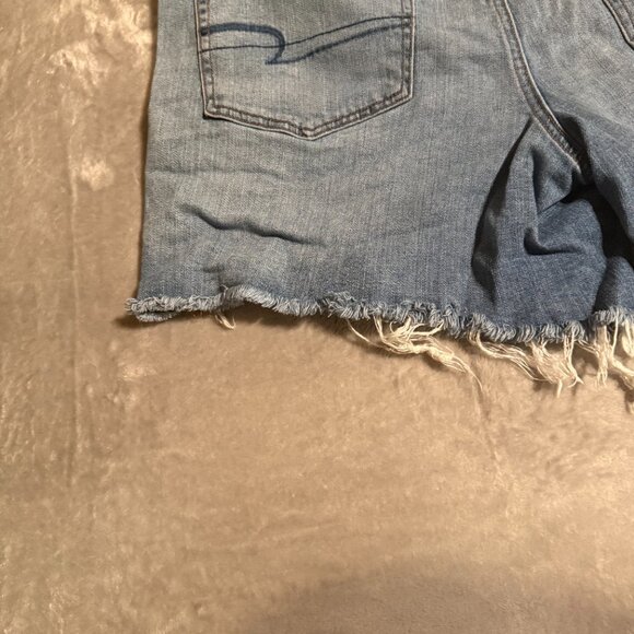 American Eagle Women’s Denim Cutoff Shorts Size 18 Blue Stretch Frayed Hem - Picture 4 of 9